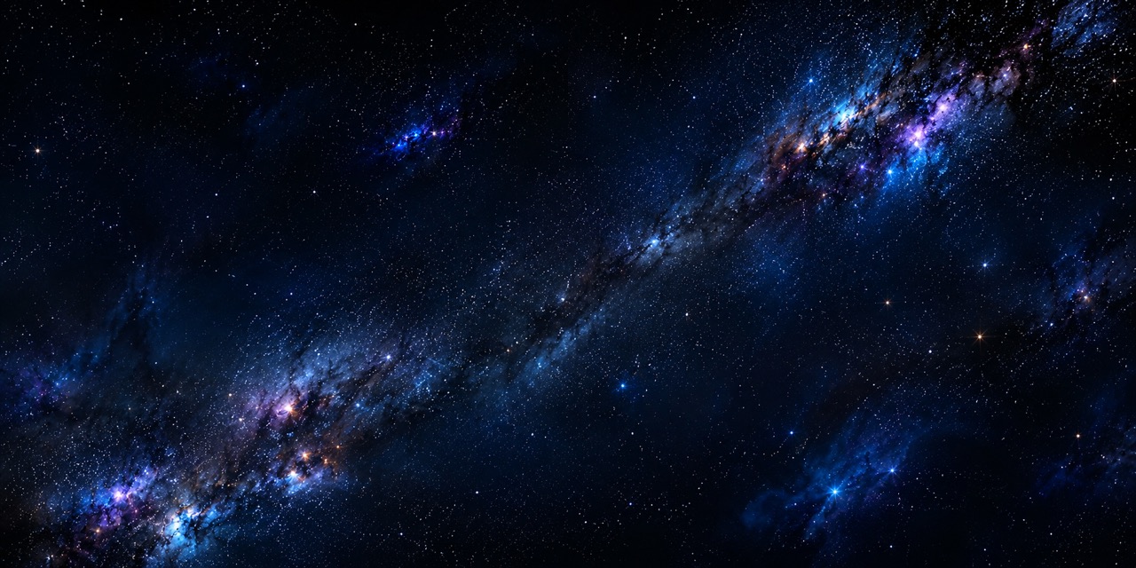深蓝银河中的太阳系与行星轨道